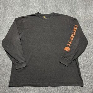 Carhartt Shirt Mens XL Gray Long Sleeve Logo Graphic Workwear K231 CRH Tee